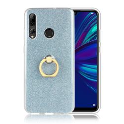 Luxury Soft TPU Glitter Back Ring Cover with 360 Rotate Finger Holder Buckle for Huawei P Smart+ (2019) - Blue