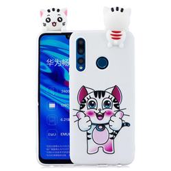 Cute Pink Kitten Soft 3D Climbing Doll Soft Case for Huawei P Smart+ (2019)