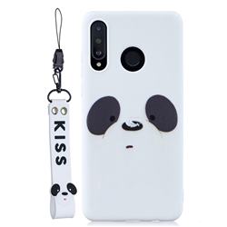 White Feather Panda Soft Kiss Candy Hand Strap Silicone Case for Huawei P Smart+ (2019)