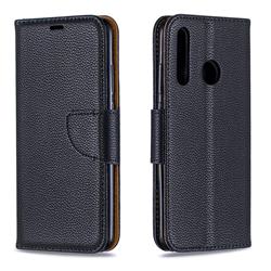 Classic Luxury Litchi Leather Phone Wallet Case for Huawei P Smart+ (2019) - Black