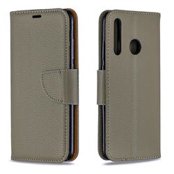 Classic Luxury Litchi Leather Phone Wallet Case for Huawei P Smart+ (2019) - Gray