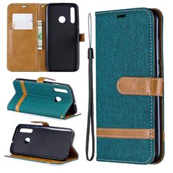 Jeans Cowboy Denim Leather Wallet Case for Huawei P Smart+ (2019) - Green