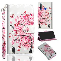 Tree and Cat 3D Painted Leather Wallet Case for Huawei P Smart+ (2019)