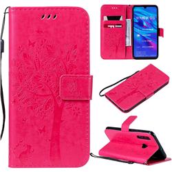Embossing Butterfly Tree Leather Wallet Case for Huawei P Smart+ (2019) - Rose