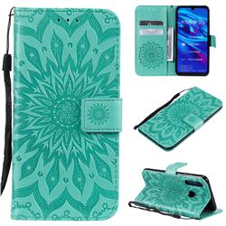 Embossing Sunflower Leather Wallet Case for Huawei P Smart+ (2019) - Green