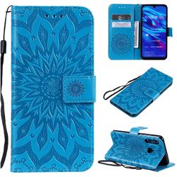 Embossing Sunflower Leather Wallet Case for Huawei P Smart+ (2019) - Blue