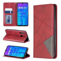 Prismatic Slim Magnetic Sucking Stitching Wallet Flip Cover for Huawei P Smart+ (2019) - Red