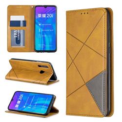 Prismatic Slim Magnetic Sucking Stitching Wallet Flip Cover for Huawei P Smart+ (2019) - Yellow
