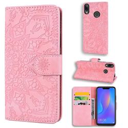 Retro Embossing Mandala Flower Leather Wallet Case for Huawei P Smart+ (2019) - Pink