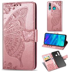 Embossing Mandala Flower Butterfly Leather Wallet Case for Huawei P Smart+ (2019) - Rose Gold