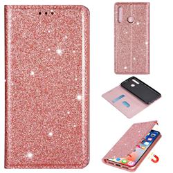Ultra Slim Glitter Powder Magnetic Automatic Suction Leather Wallet Case for Huawei P Smart+ (2019) - Rose Gold