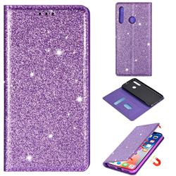 Ultra Slim Glitter Powder Magnetic Automatic Suction Leather Wallet Case for Huawei P Smart+ (2019) - Purple