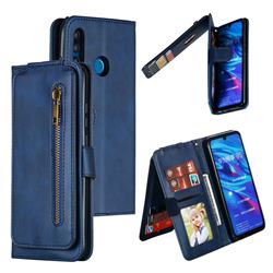 Multifunction 9 Cards Leather Zipper Wallet Phone Case for Huawei P Smart+ (2019) - Blue