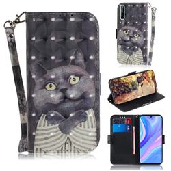 Cat Embrace 3D Painted Leather Wallet Phone Case for Huawei P Smart S (2020)