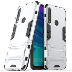 Armor Premium Tactical Grip Kickstand Shockproof Dual Layer Rugged Hard Cover for Huawei P Smart Z (2019) - Silver