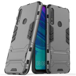 Armor Premium Tactical Grip Kickstand Shockproof Dual Layer Rugged Hard Cover for Huawei P Smart Z (2019) - Gray