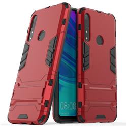 Armor Premium Tactical Grip Kickstand Shockproof Dual Layer Rugged Hard Cover for Huawei P Smart Z (2019) - Wine Red