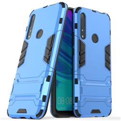 Armor Premium Tactical Grip Kickstand Shockproof Dual Layer Rugged Hard Cover for Huawei P Smart Z (2019) - Light Blue