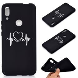 Heart Radio Wave Chalk Drawing Matte Black TPU Phone Cover for Huawei P Smart Z (2019)
