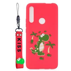 Red Dinosaur Soft Kiss Candy Hand Strap Silicone Case for Huawei P Smart Z (2019)