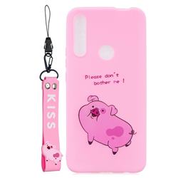 Pink Cute Pig Soft Kiss Candy Hand Strap Silicone Case for Huawei P Smart Z (2019)