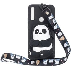 Cute Panda Neck Lanyard Zipper Wallet Silicone Case for Huawei P Smart Z (2019)