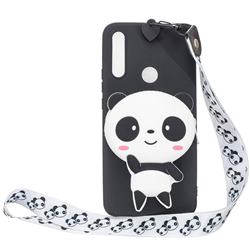 White Panda Neck Lanyard Zipper Wallet Silicone Case for Huawei P Smart Z (2019)