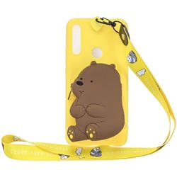Yellow Bear Neck Lanyard Zipper Wallet Silicone Case for Huawei P Smart Z (2019)