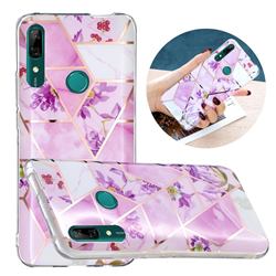 Purple Flower Painted Marble Electroplating Protective Case for Huawei P Smart Z (2019)