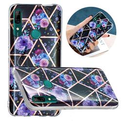 Black Flower Painted Marble Electroplating Protective Case for Huawei P Smart Z (2019)
