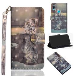 Tiger and Cat 3D Painted Leather Wallet Case for Huawei P Smart Z (2019)