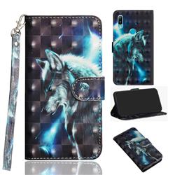 Snow Wolf 3D Painted Leather Wallet Case for Huawei P Smart Z (2019)