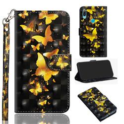 Golden Butterfly 3D Painted Leather Wallet Case for Huawei P Smart Z (2019)