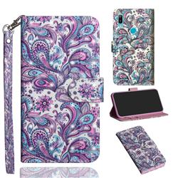 Swirl Flower 3D Painted Leather Wallet Case for Huawei P Smart Z (2019)