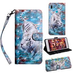 White Tiger 3D Painted Leather Wallet Case for Huawei P Smart Z (2019)
