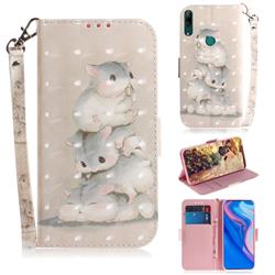 Three Squirrels 3D Painted Leather Wallet Phone Case for Huawei P Smart Z (2019)