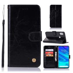 Luxury Retro Leather Wallet Case for Huawei P Smart Z (2019) - Black