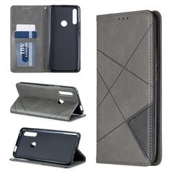 Prismatic Slim Magnetic Sucking Stitching Wallet Flip Cover for Huawei P Smart Z (2019) - Gray