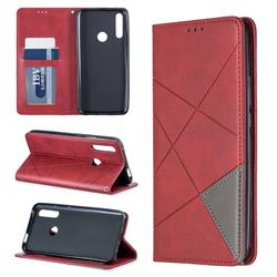 Prismatic Slim Magnetic Sucking Stitching Wallet Flip Cover for Huawei P Smart Z (2019) - Red