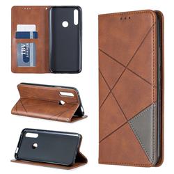 Prismatic Slim Magnetic Sucking Stitching Wallet Flip Cover for Huawei P Smart Z (2019) - Brown