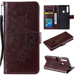 Intricate Embossing Datura Leather Wallet Case for Huawei P Smart Z (2019) - Brown