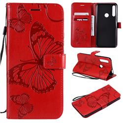 Embossing 3D Butterfly Leather Wallet Case for Huawei P Smart Z (2019) - Red