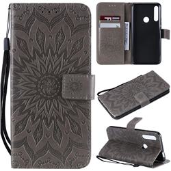 Embossing Sunflower Leather Wallet Case for Huawei P Smart Z (2019) - Gray