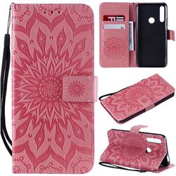Embossing Sunflower Leather Wallet Case for Huawei P Smart Z (2019) - Pink