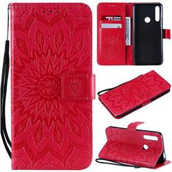 Embossing Sunflower Leather Wallet Case for Huawei P Smart Z (2019) - Red
