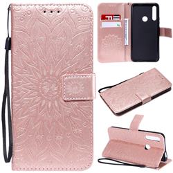Embossing Sunflower Leather Wallet Case for Huawei P Smart Z (2019) - Rose Gold