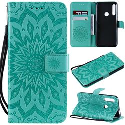 Embossing Sunflower Leather Wallet Case for Huawei P Smart Z (2019) - Green