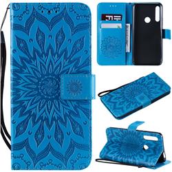 Embossing Sunflower Leather Wallet Case for Huawei P Smart Z (2019) - Blue