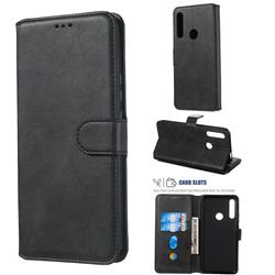 Retro Calf Matte Leather Wallet Phone Case for Huawei P Smart Z (2019) - Black