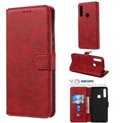 Retro Calf Matte Leather Wallet Phone Case for Huawei P Smart Z (2019) - Red